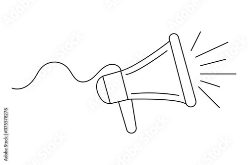 Continuous one line megaphone drawing of speaker horn vector icon
