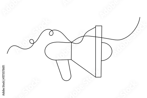 Continuous one line megaphone drawing of speaker horn vector icon

