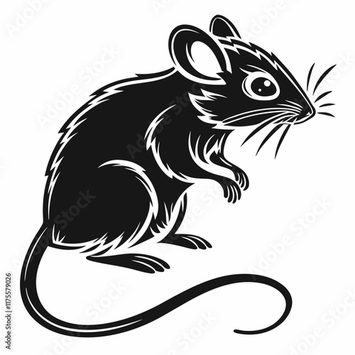 Mouse vector silhouette black design white background