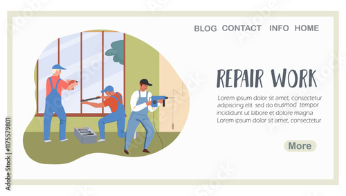 Renovation work, renovation, landing page, web design, website, website, background, vector, vector, design, illustration, hand drawn vector.
