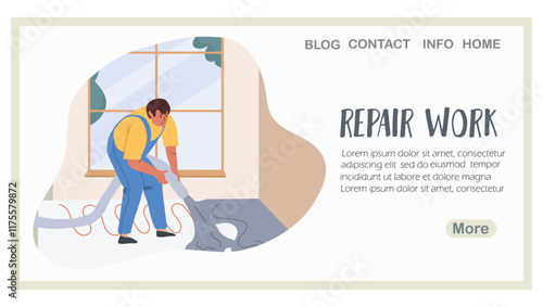 Renovation work, renovation, landing page, web design, website, website, background, vector, vector, design, illustration, hand drawn vector.