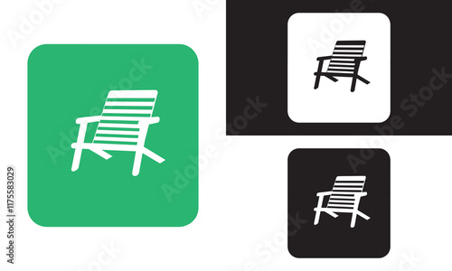 Beach chair vector, silhouette, line art illustration.