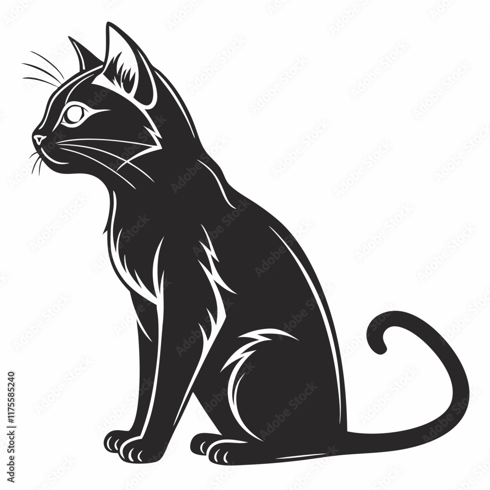 Fototapeta premium Cat vector silhouette black design white background