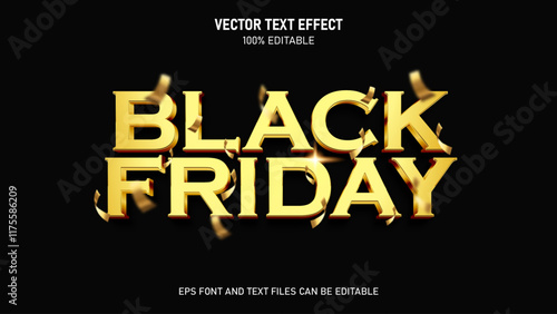 Black friday 3d gold editable text effect
