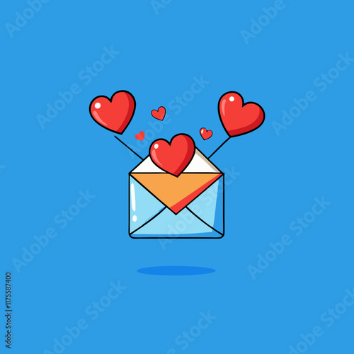 happy valentine day envelope with heart