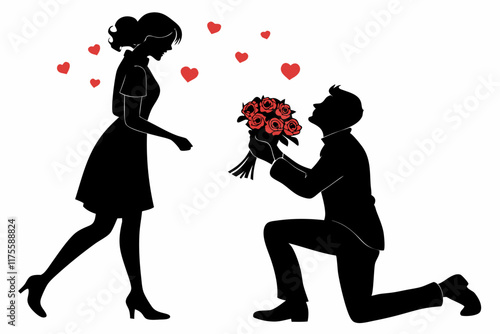 happy valentine day silhouette of a couple