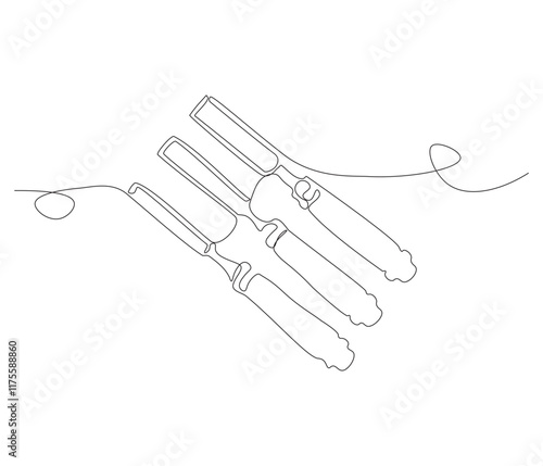One continuous line drawing of chisel. Single line of chisel vector illustration