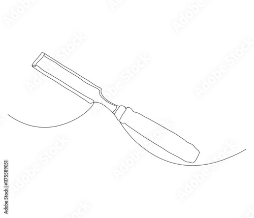 One continuous line drawing of chisel. Single line of chisel vector illustration