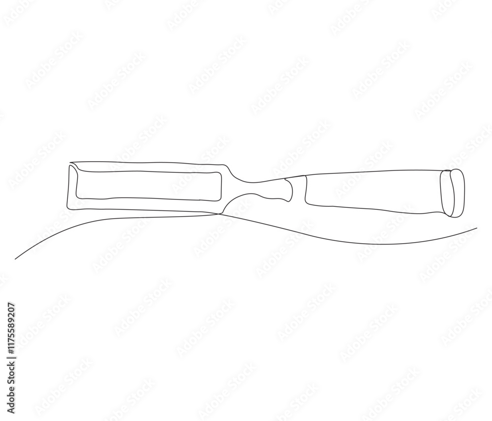 One continuous line drawing of chisel. Single line of chisel vector illustration One continuous line drawing of chisel. Single line of chisel vector illustration