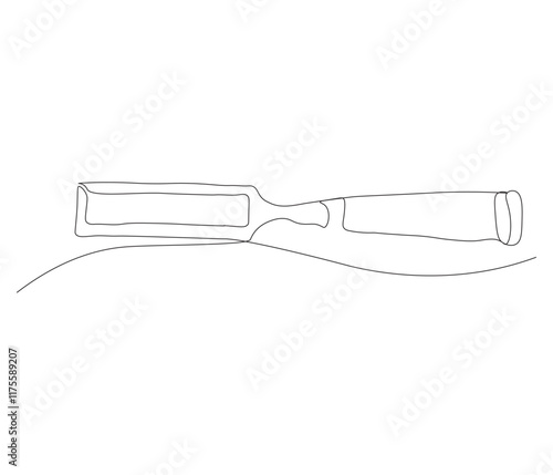 One continuous line drawing of chisel. Single line of chisel vector illustration