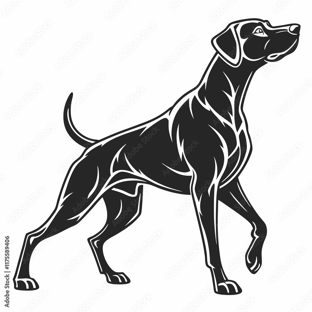 Fototapeta premium Dog vector silhouette black design white background