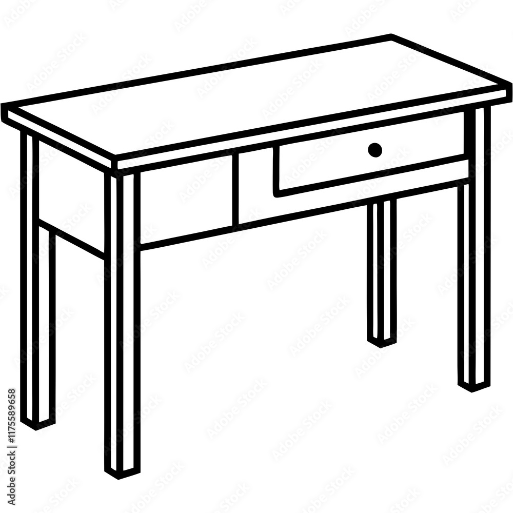 Office Desk Vector Line Art Office Desk Vector Line Art