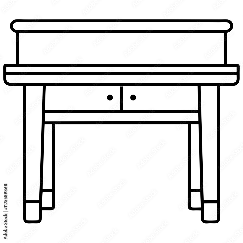 Office Desk Vector Line Art Office Desk Vector Line Art