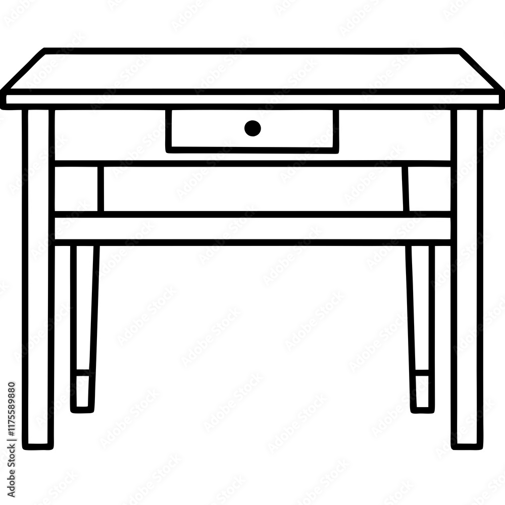 Office Desk Vector Line Art Office Desk Vector Line Art