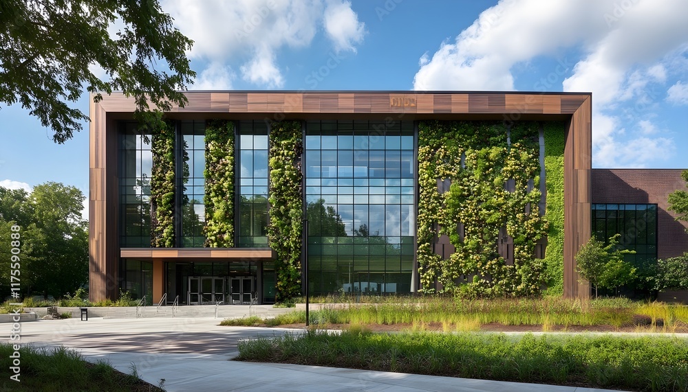 Fototapeta premium Modern University Building with Green Wall