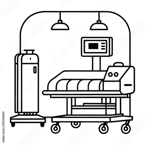 illustration of a hospital advanced equipment in high technology 