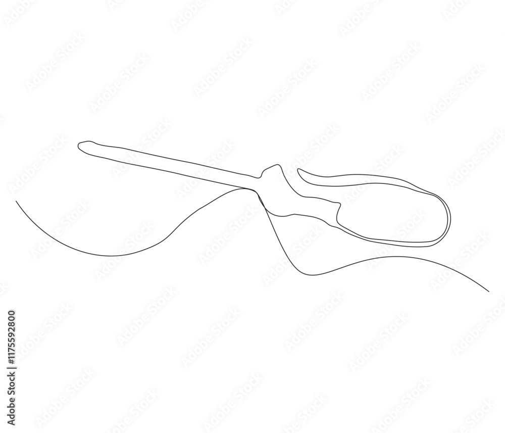 One continuous line drawing of screwdriver. Single line of screwdriver vector illustration One continuous line drawing of screwdriver. Single line of screwdriver vector illustration
