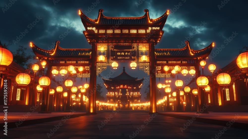 Illuminated Pathway Through Traditional Chinese Architecture Illuminated Pathway Through Traditional Chinese Architecture