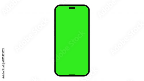 Green Screen Smartphone Mockup: A versatile green screen smartphone mockup with a modern design. The green screen allows for seamless integration of your content, perfect for showcasing apps.