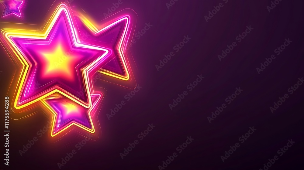Fototapeta premium Glowing Neon Stars Abstract Background Design