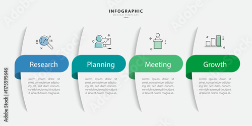 Timeline infographic template. 4 Step timeline journey, calendar Flat simple infographics design template. presentation graph. Business concept with 4 options, vector illustration.