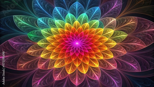 Vivid Colorful Flower Mandala Design with Intricate Patterns