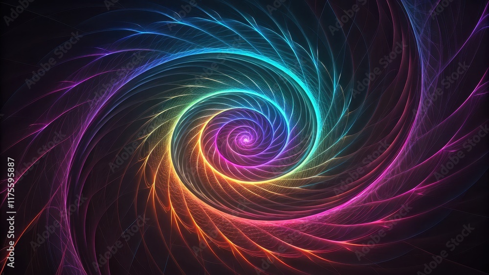 Colorful Abstract Spiral Design in Vibrant Neon Shades Colorful Abstract Spiral Design in Vibrant Neon Shades