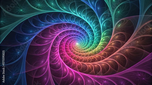 Colorful Abstract Spiral Pattern with Vibrant Light Effects