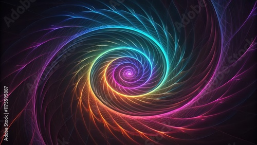 Colorful Abstract Spiral Design in Vibrant Neon Shades