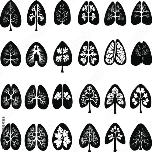 Skeleton Crew  Diverse Human Skeleton Vectors for T shirt Printing, In depth Human Lungs Silhouette Designs Perfect for Medical Curriculum Development
