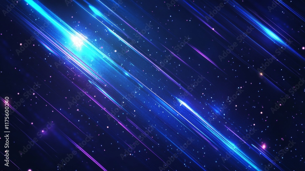 Fototapeta premium Glowing Neon Streaks in Starry Space