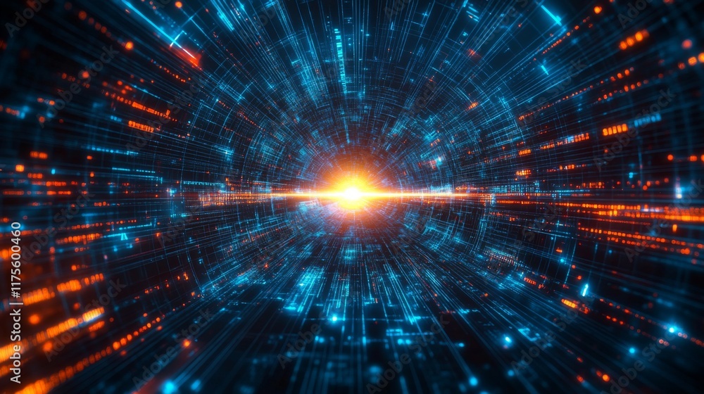 Naklejka premium Futuristic Digital Tunnel