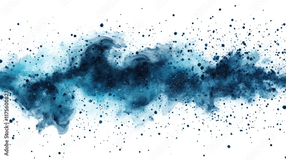 Obraz premium Abstract blue ink splatter, paint splash, isolated on white background.