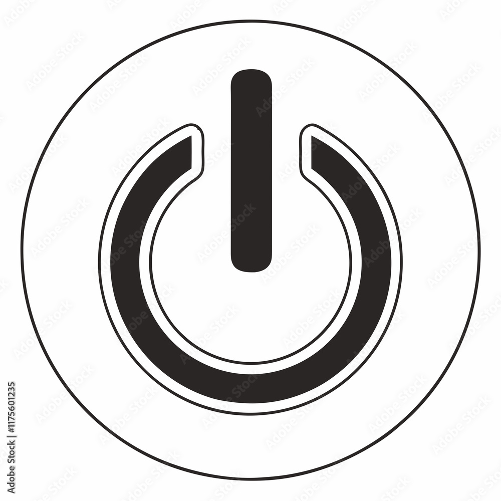 Power Button Black Silhouette Vector Power Button Black Silhouette Vector