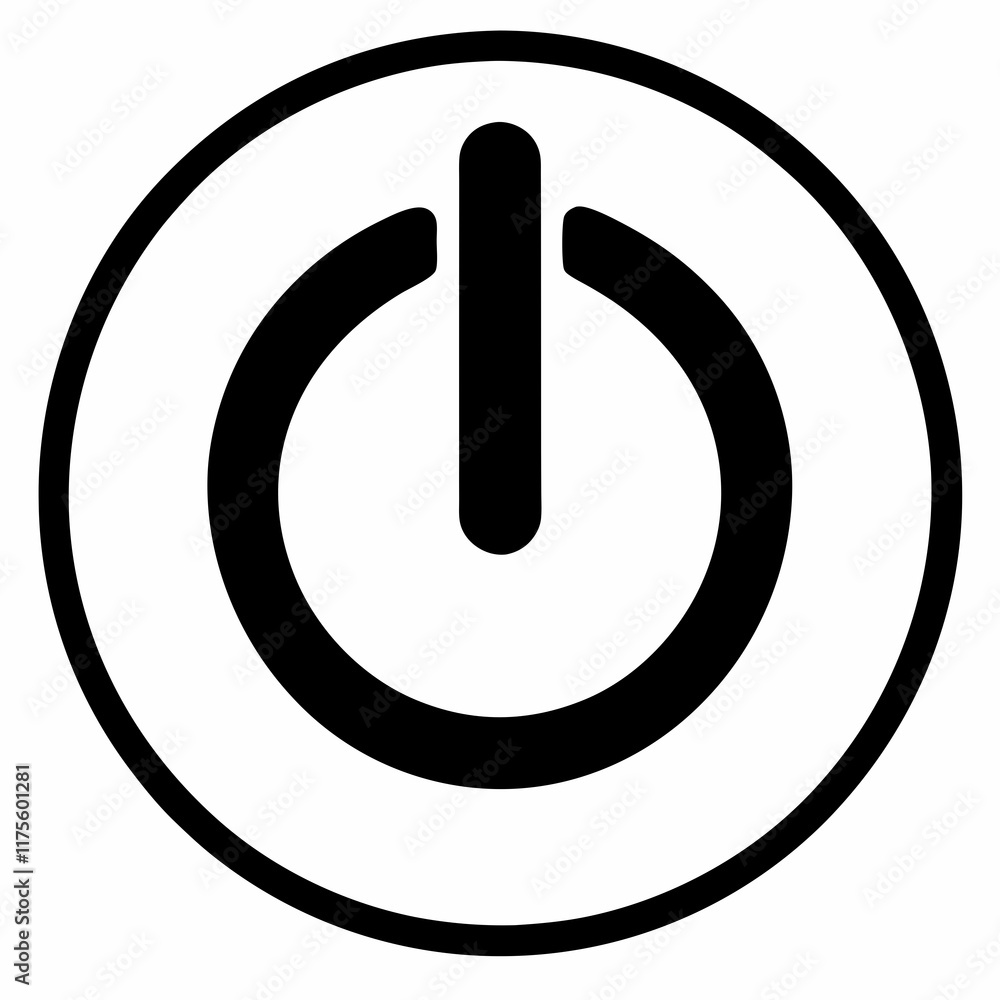 Power Button Black Silhouette Vector Power Button Black Silhouette Vector