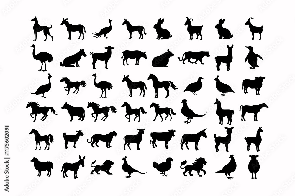 Fototapeta premium various bundle of wildlife animals silhouette design
