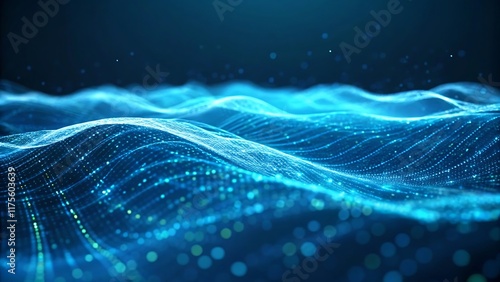 Glowing Blue Digital Wave Depicting Energy Flow, Data Streams, and Futuristic Connectivity