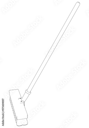 Broom Line Art Vector Illustration on White Background. Minimalist and Clean Design for Home Cleaning, Interior Design, and Housekeeping