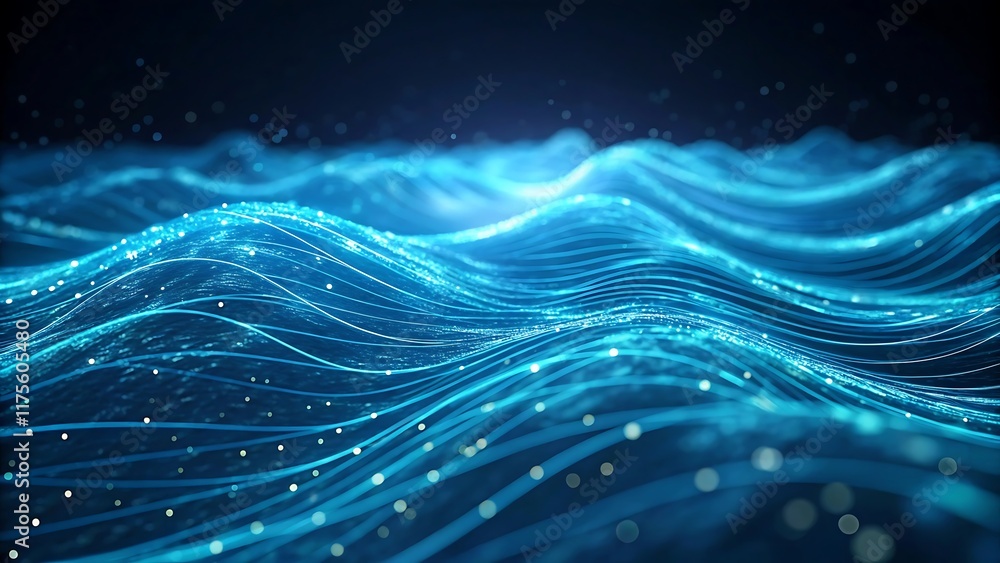 Glowing Blue Digital Wave Depicting Energy Flow, Data Streams, and Futuristic Connectivity Glowing Blue Digital Wave Depicting Energy Flow, Data Streams, and Futuristic Connectivity