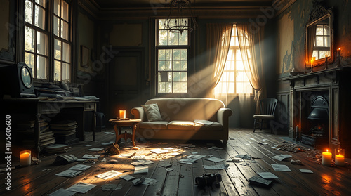 Untidy Haven: A Glimpse into the Interior of a Disorderly, Unclean House with Overflowing Clutter, Dusty Surfaces, Unmade Furniture, and an Overwhelming Sense of Neglect in Every Corner