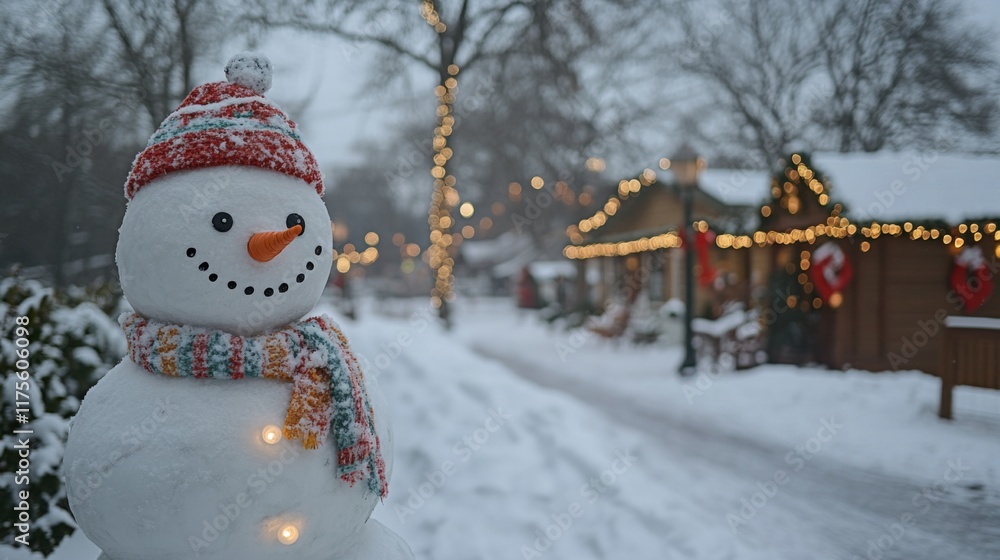 Naklejka premium Snowy Holiday Market Scene