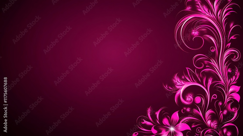 Pink Floral Design on Deep Magenta Background Pink Floral Design on Deep Magenta Background