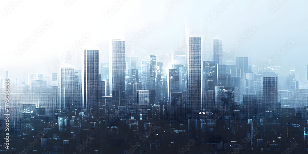 Obraz premium business city urban center cityscape artistic buildings architecture digital artwork skyline modern skyscrapers building modern commercial landscape corporate financial environment busy businessman