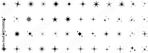 Star icons. Twinkling stars. Sparkles, shining burst. Vector symbols isolated
