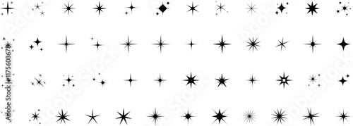 Star icons. Twinkling stars. Sparkles, shining burst. Vector symbols isolated