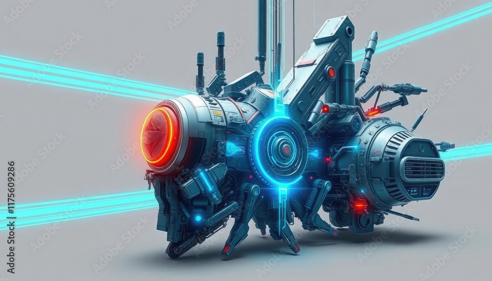 Futuristic spaceship component on gray background. Possible use Sci-fi stock photography Futuristic spaceship component on gray background. Possible use Sci-fi stock photography