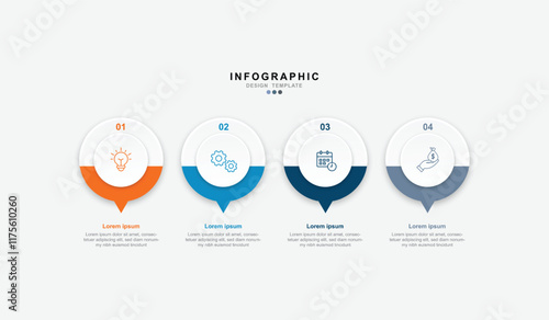 Infographic 4 options design elements for your business data. Vector Illustration.