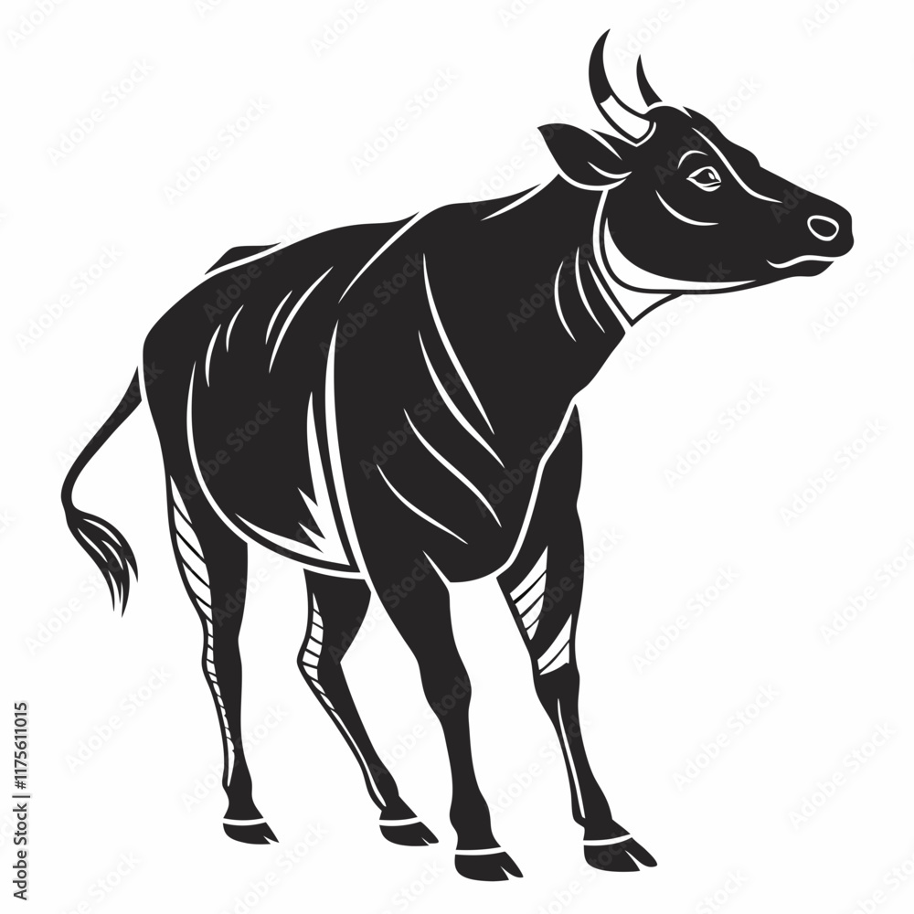 Obraz premium Cow vector silhouette black design white background