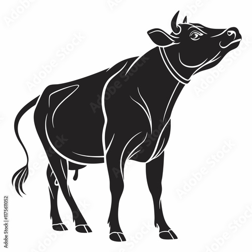 Cow vector silhouette black design white background