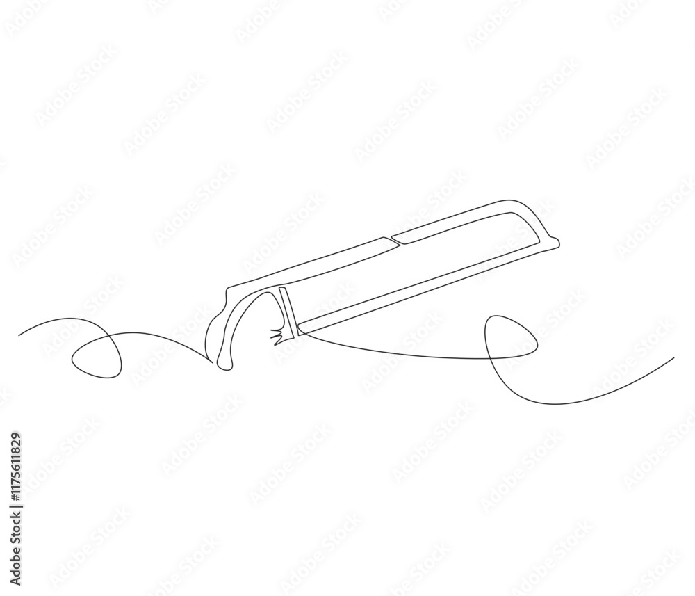 Obraz premium One continuous line drawing of saw . Single line of saw vector illustration
